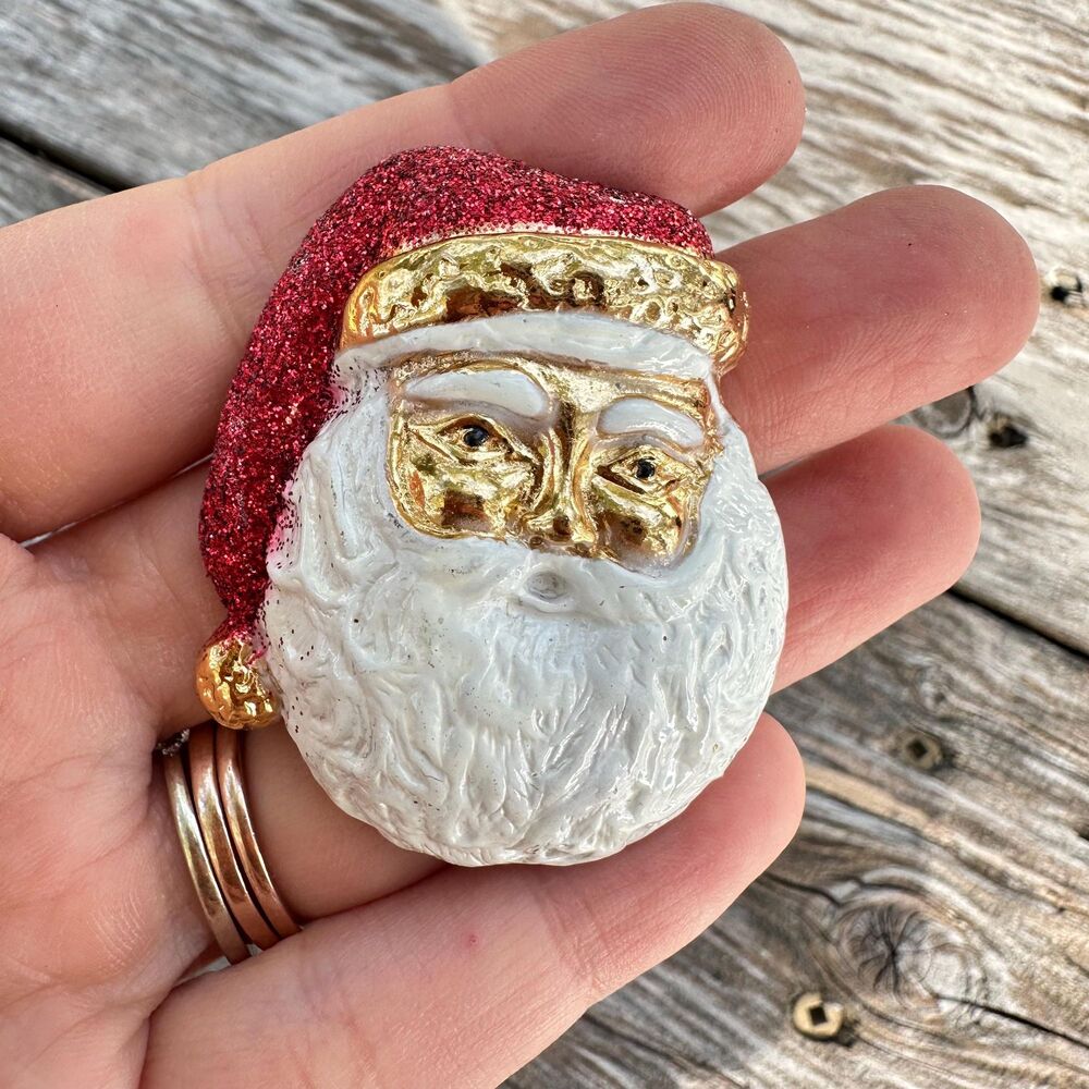 Vintage AJC Musical Santa Brooch, Christmas Pin